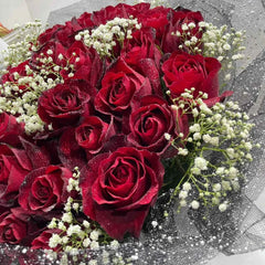 Luxurious 30 Red Rose Grand Bouquet with Baby's Breath
