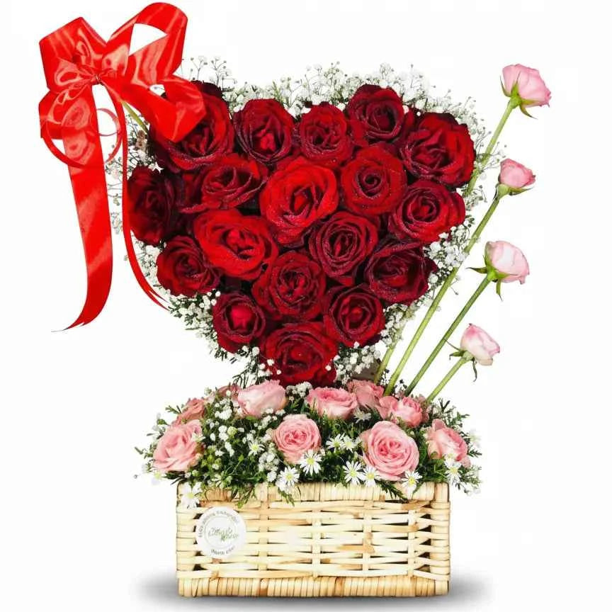 Romantic Two-Tier Rose Basket Arrangement