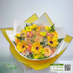 Cheerful Yellow Gerbera Bouquet in Yellow Wrapping