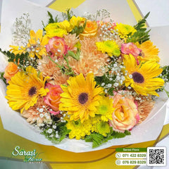 Cheerful Yellow Gerbera Bouquet in Yellow Wrapping