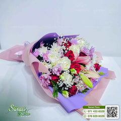 Beautiful Purple Iris and White Rose Mixed Bouquet