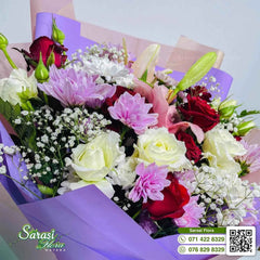 Beautiful Purple Iris and White Rose Mixed Bouquet