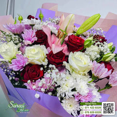 Beautiful Purple Iris and White Rose Mixed Bouquet