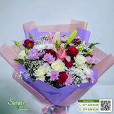 Beautiful Purple Iris and White Rose Mixed Bouquet