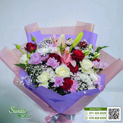 Beautiful Purple Iris and White Rose Mixed Bouquet