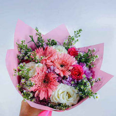 Romantic Coral Dream Bouquet - Coral Pink & White Elegant Mix