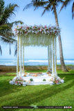 White Pink & Gold Floral Vines Poruwa - Romantic Wedding Altar Sri Lanka