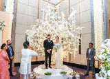 White Sakura Tree Poruwa Decoration - Japanese-Inspired Wedding Altar Sri Lanka