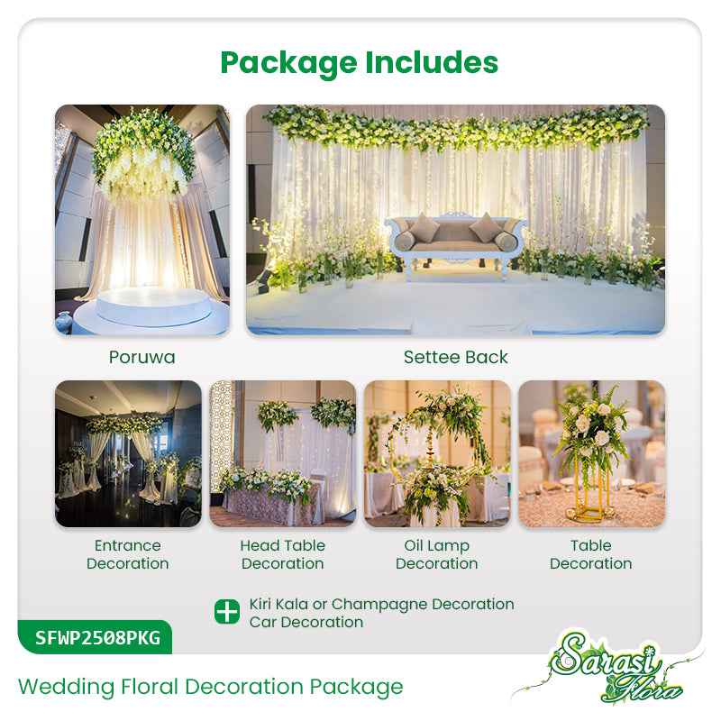 White Flowers Wedding Decoration Complete Package - Classic Elegance Design