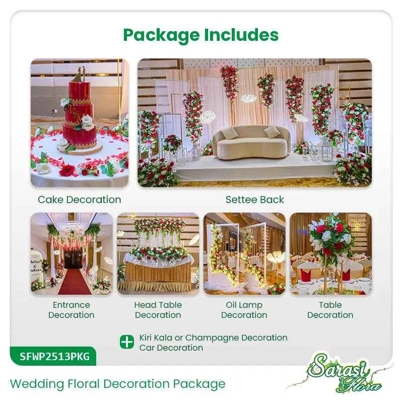 Crimson Romance Majesty Wedding Decoration Package - Red Theme Reception & Homecoming Decor Sri Lanka