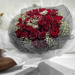 Luxurious 30 Red Rose Grand Bouquet with Baby's Breath