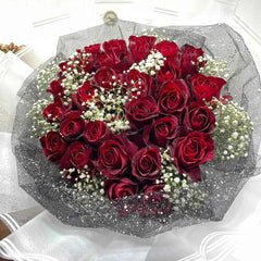 Luxurious 30 Red Rose Grand Bouquet with Baby's Breath