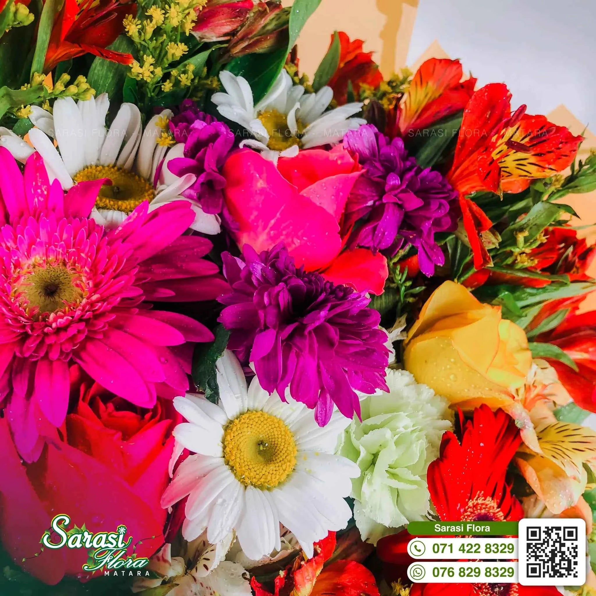 Cheerful Multicolored Gerbera Daisy Bouquet in Orange Wrapping