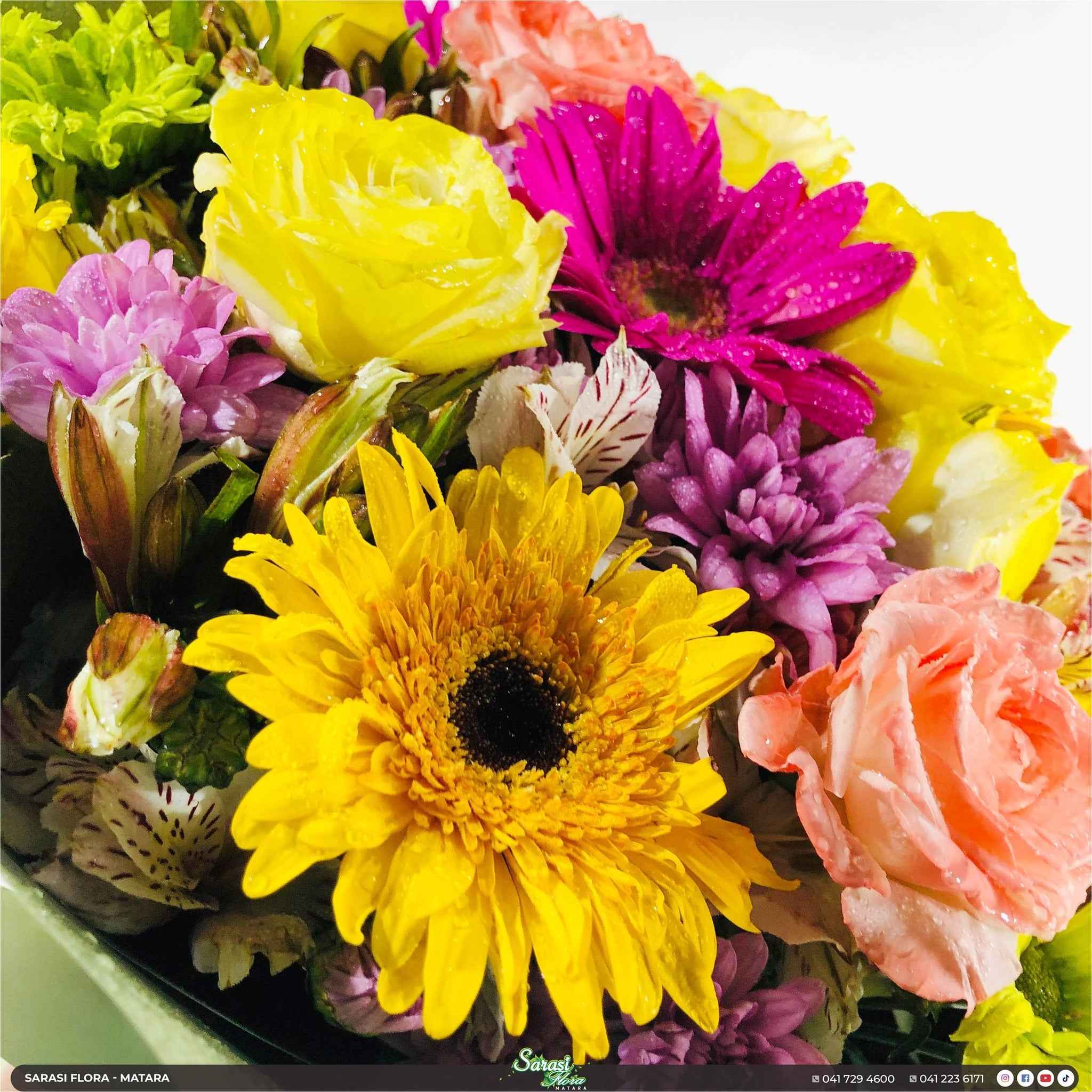 Vibrant Yellow Mixed Bouquet in Green Wrapping - Matara