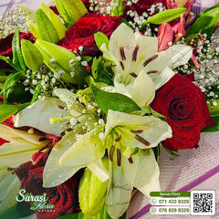 Sophisticated Red Rose and White Lily Bouquet