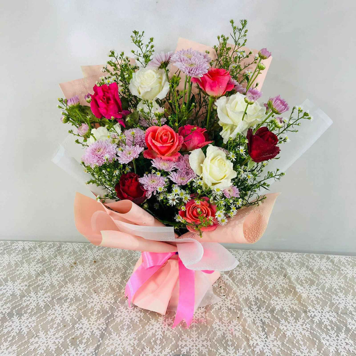 Sophisticated Pink & White Harmony - Super Premium Flower Delivery Sri Lanka
