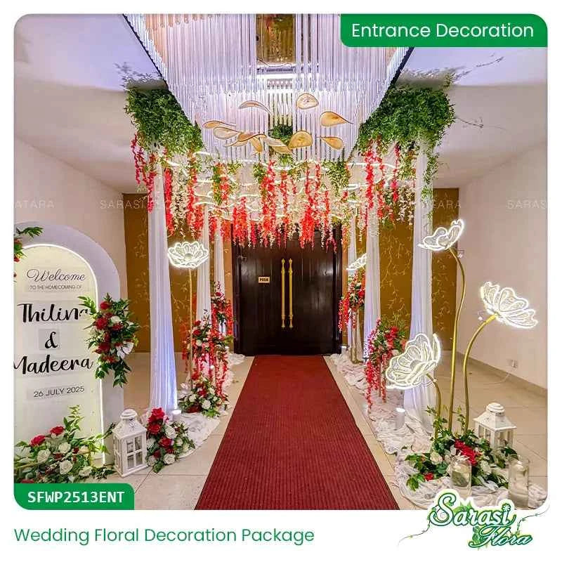 Crimson Romance Majesty Wedding Decoration Package - Red Theme Reception & Homecoming Decor Sri Lanka