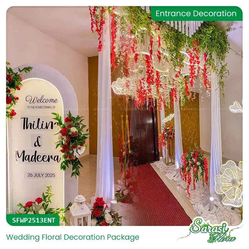Crimson Romance Majesty Wedding Decoration Package - Red Theme Reception & Homecoming Decor Sri Lanka